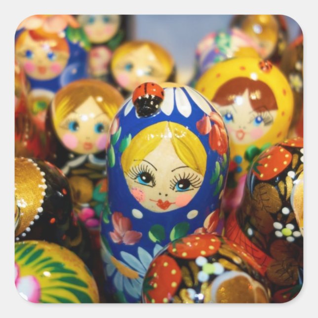 Russische Nesting Dolls Quadratischer Aufkleber (Vorderseite)