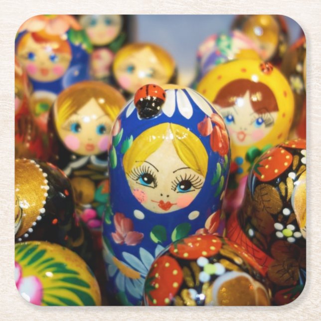 Russische Nesting Dolls Rechteckiger Pappuntersetzer (Vorderseite)