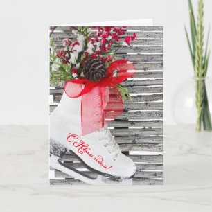 Russische neues Jahr-Eis-Skate-Schuhe Vintag Feiertagskarte