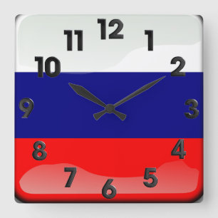 Russische Polierflagge Quadratische Wanduhr