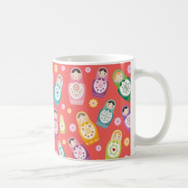 Russische Puppe Tasse - roter Hintergrund (Rechts)