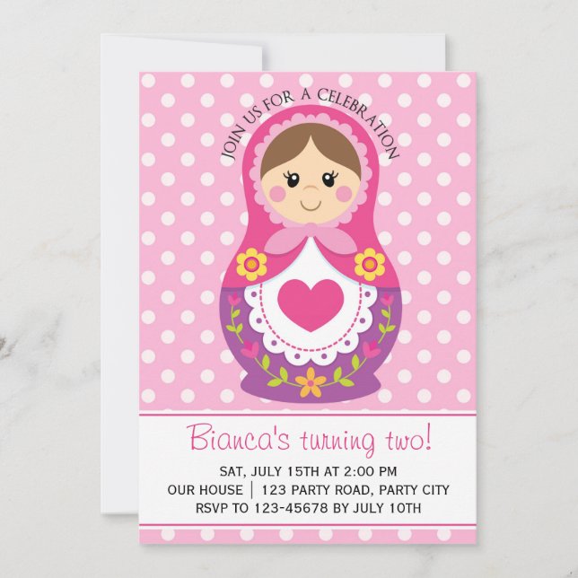 Russische Puppen-Einladung - Matryoshka Einladung (Vorderseite)