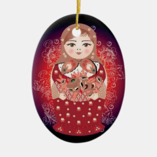 Russische Puppen-Weihnachtsverzierung "Ludmila " Keramikornament
