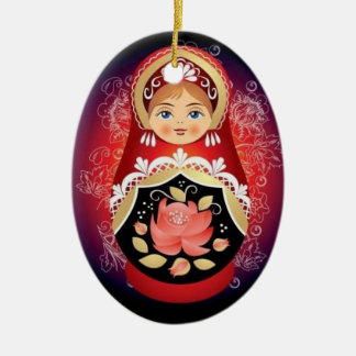 Russische Puppen-Weihnachtsverzierung - "Natalya " Keramik Ornament