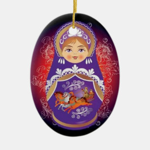 Russische Puppen-Weihnachtsverzierung - "Yulia " Keramik Ornament