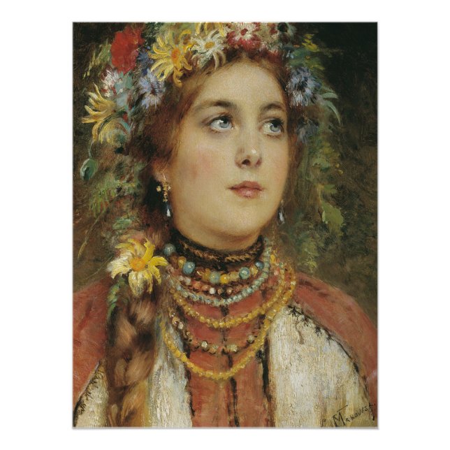 Russische Schönheit im Sommer-Garland Glossy Poste Poster (Vorderseite)