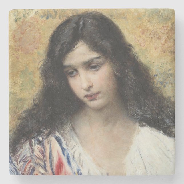 Russische Schönheit (von Konstantin Makovsky) Steinuntersetzer (Vorderseite)