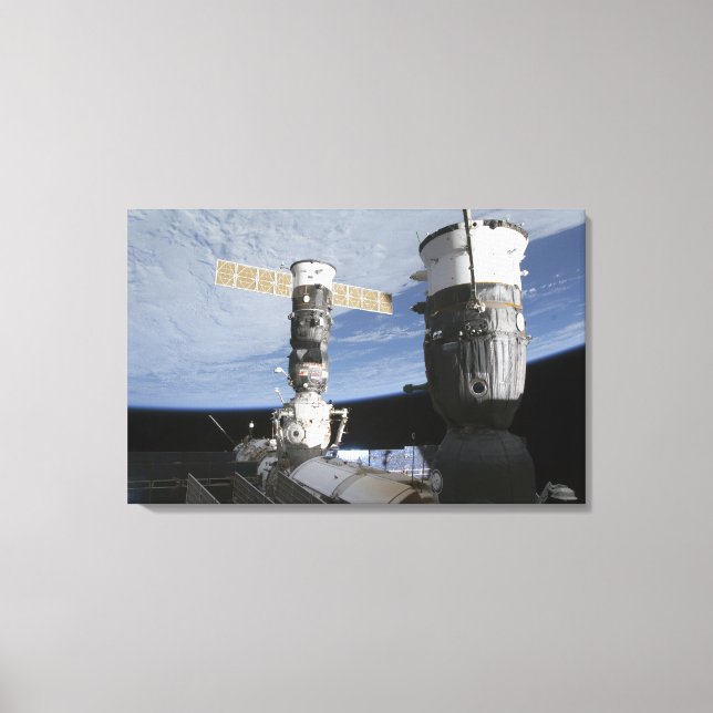 Russische Sojus- und Progress-Raumfahrzeuge Leinwanddruck (Vorderseite)