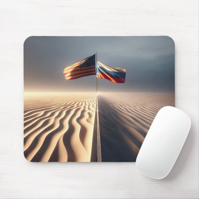 Russische und amerikanische Flagge in Sand Mousepad (Mit Mouse)