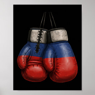 Russische Vintage Boxhandschuhe mit Russland Fl. Poster