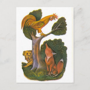 Russische Vintage-Illustrationen, Fabeln des Äsop Postkarte