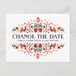 Russische Volkskunst Khokhloma Wedding POSTPONEMEN Ankündigungspostkarte