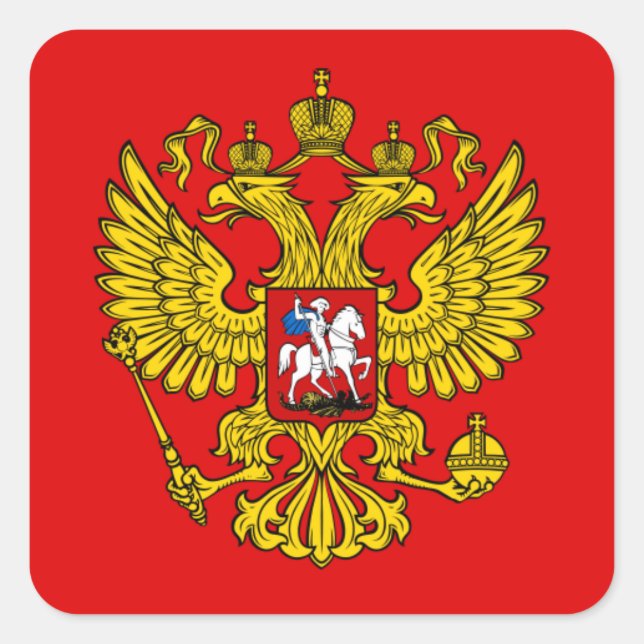 Russische Wappen Quadratischer Aufkleber (Vorderseite)