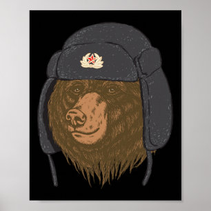 Russischer Bärenfellhut - Ushanka Chapka UdSSR Rus Poster
