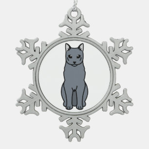 Russischer blaue Katzen-Cartoon Schneeflocken Zinn-Ornament