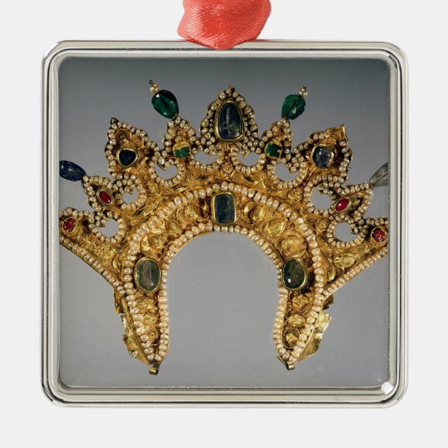 Russischer Diadem, GoldSet mit Perlen Silbernes Ornament (Vorne)