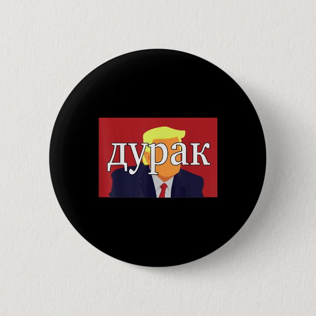 Russischer Narr Trump Funny Button (Vorderseite)
