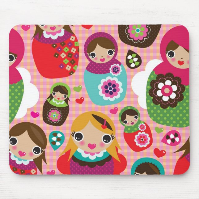 Russischer Puppenillustrationshintergrund Mousepad (Vorne)