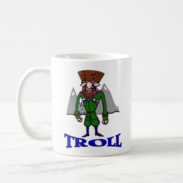 Russischer Troll-Cartoon Kaffeetasse (Links)
