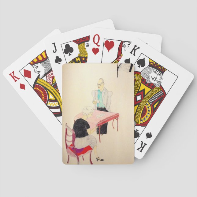 Russischer Verfasser und seine Spielkarten der (Rückseite)