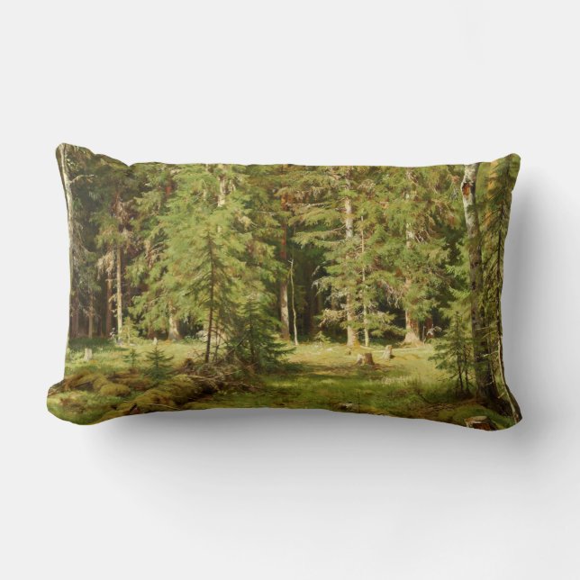 Russischer Wald (Rustikale Landschaft) (Grünwald) Lendenkissen (Vorderseite)