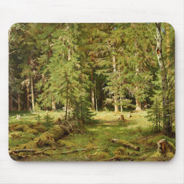 Russischer Wald (Rustikale Landschaft) (Grünwald) Mousepad (Vorne)