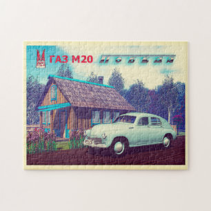 Russisches Auto und Dacha Puzzle