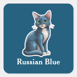 Russisches Blau Quadratischer Aufkleber