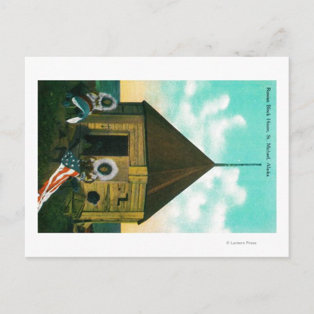 Russisches Blockhaus in St. Michael, Alaska Postkarte (Vorderseite)