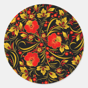 Russisches Chokhlom Runder Aufkleber