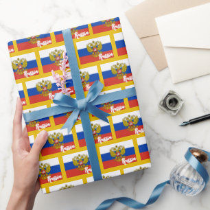 Russisches Flag-Papier, Golden, Russland Geschenkpapier