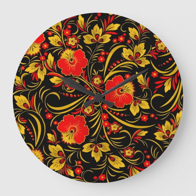 Russisches khokhloma große wanduhr (Vorderseite)
