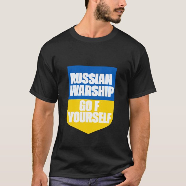 Russisches Kriegsschiff, f*ck yourself Flag T-Shirt (Vorderseite)