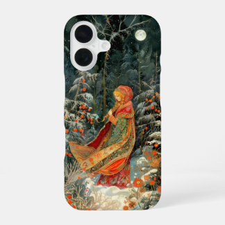 Russisches schönes Mädchen, Volksmalerei iPhone 16 Hülle