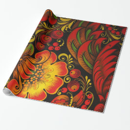 Russisches Vintages Fine Khokhloma Floral Pattern Geschenkpapier