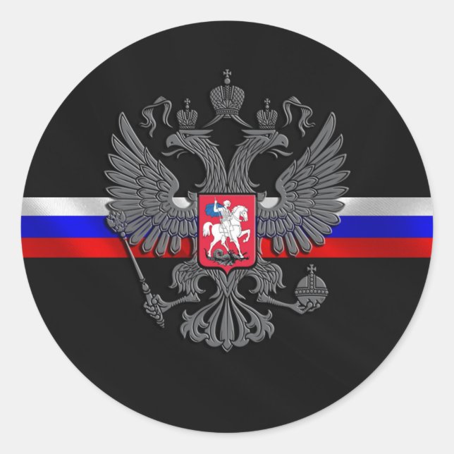 Russisches Wappen Runder Aufkleber (Vorderseite)