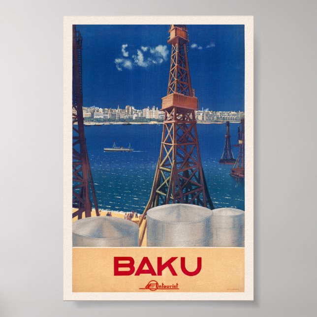 Russland Baku UdSSR Vintage Poster 1936 (Vorne)