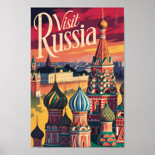 Russland Basilius-Kathedrale Illustration Reise Poster