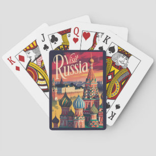 Russland Basilius-Kathedrale Illustration Reise Spielkarten