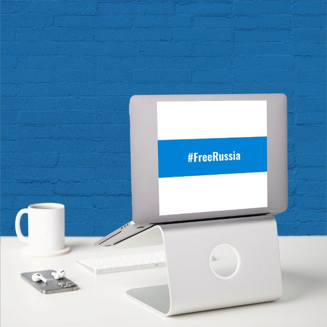 Russland - Demokratisches Englisch - Weiße Flagge Aufkleber (Russia Democratic English - White Blue White Flag Sticker by Social Observatory Shop)