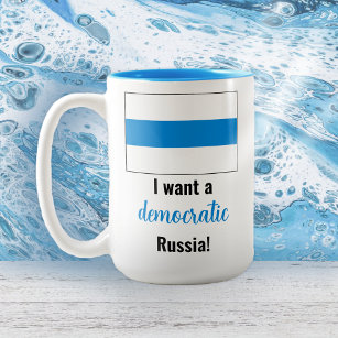 Russland - Demokratisches Englisch - Weiße Flagge Zweifarbige Tasse
