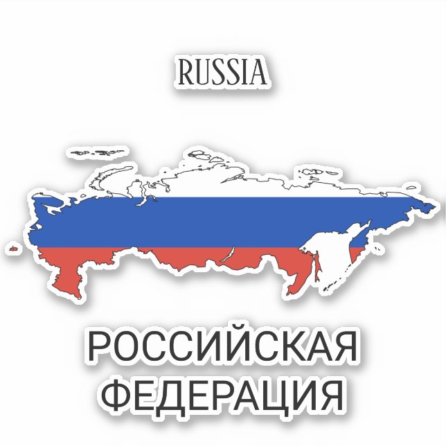 Russland Flag Map Kontur Aufkleber (Vorderseite)