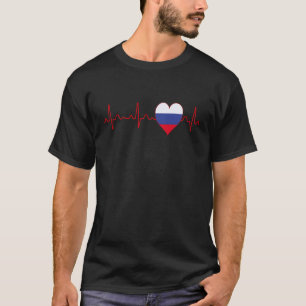 Russland-Flagge Herzschlag EKG Patriotisches Natio T-Shirt