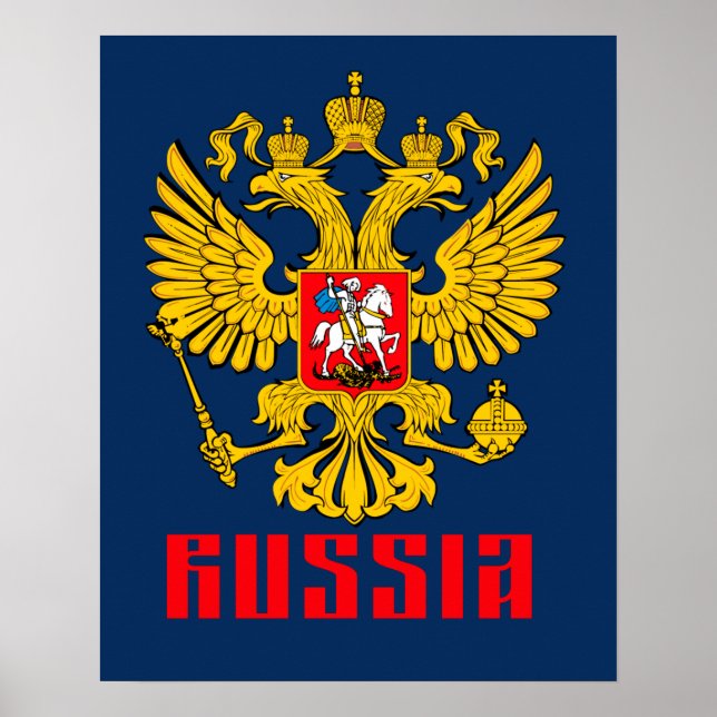Russland Flagge Kaiseradler Russisch-Orthodoxe Poster (Vorne)
