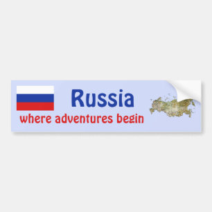 Russland-Flagge + Karten-Autoaufkleber Autoaufkleber