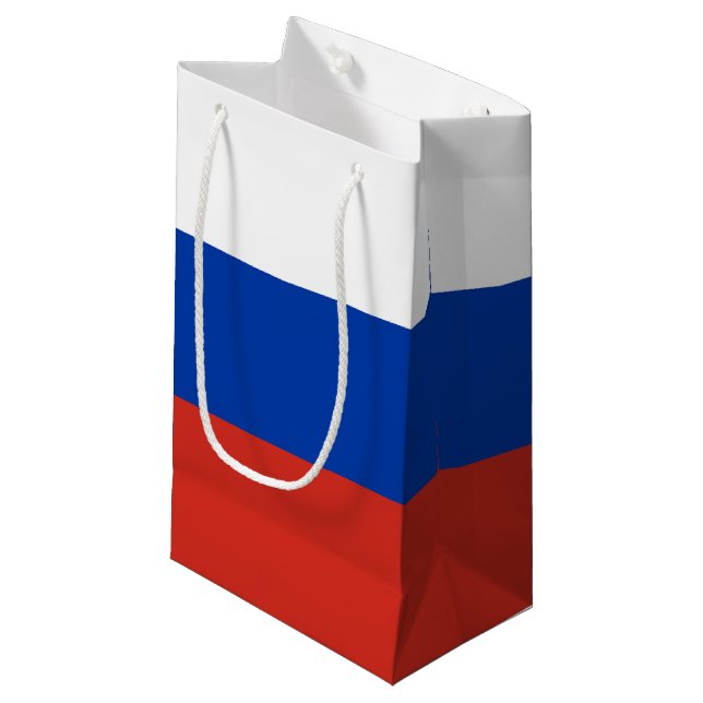 Russland-Flagge Kleine Geschenktüte (Vorderseite Schrägansicht)