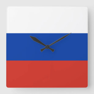 Russland-Flagge Quadratische Wanduhr