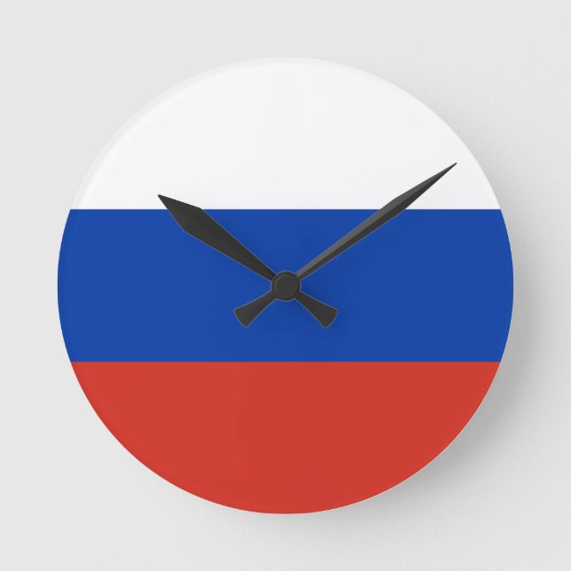 Russland-Flagge Runde Wanduhr (Vorderseite)