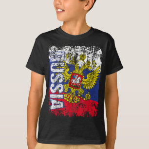 RUSSLAND-Flagge Vintag in Bedrängnis geratenes RUS T-Shirt