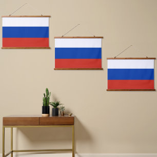 Russland-Flagge Wandteppich Mit Holzrahmen